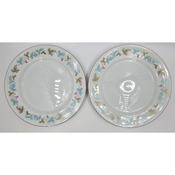 Two Vintage Fine China of Japan 6701 Dinner Plates Grapevine Silver Trim 1960s - Picture 4 of 8